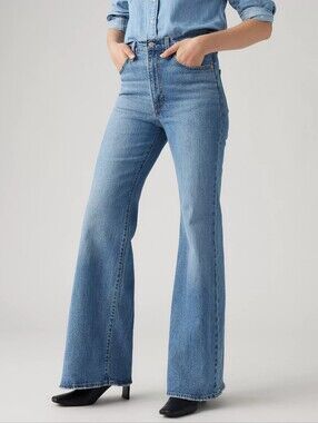 Levi's Ribcage Bell High-Rise Jeans in Medium Blue Denim